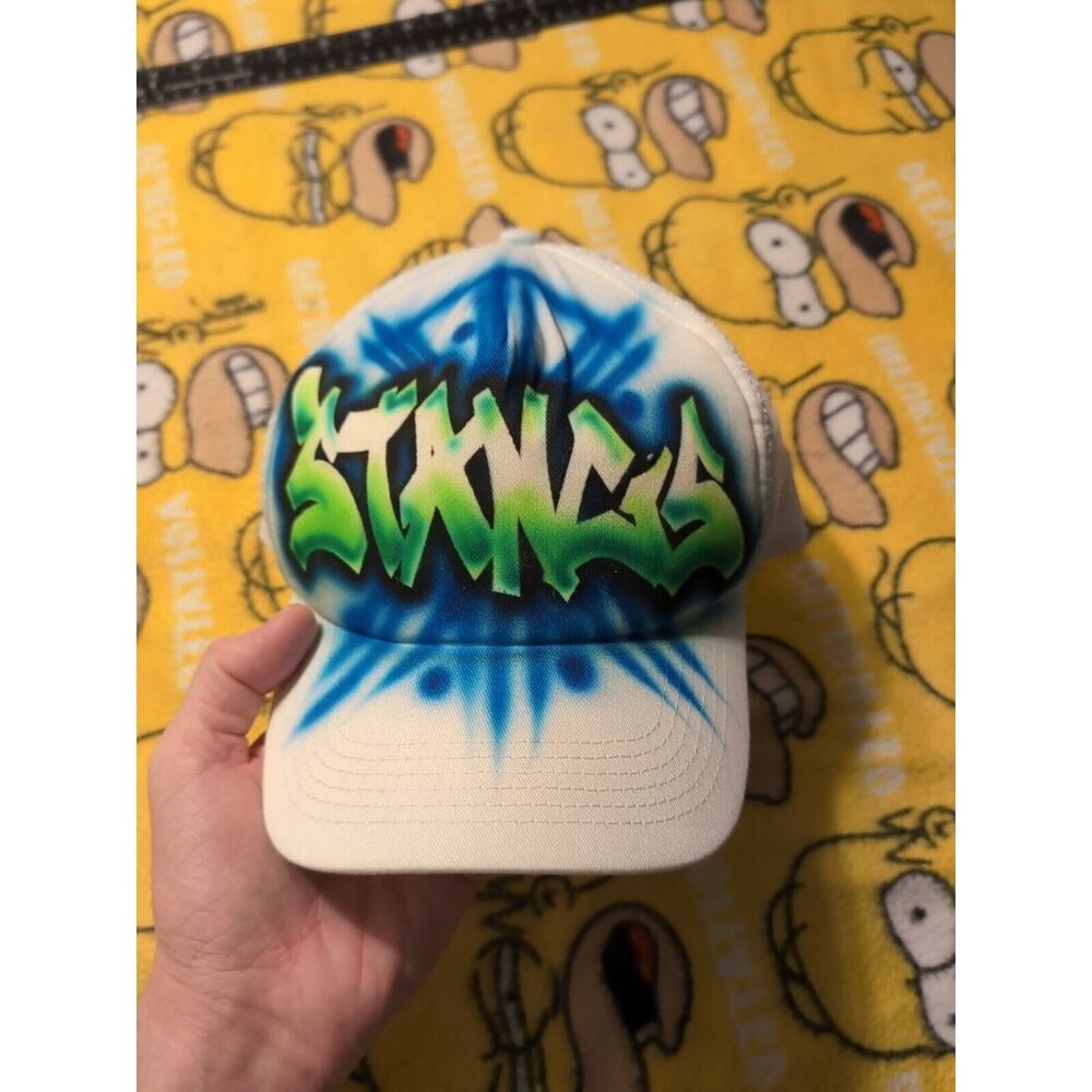 Big X White Snapback Truckers Hat Graffiti Airbrush STANGS